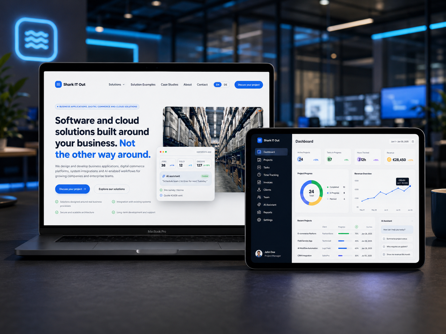 Sharkitout.com — web a interný CRM systém pre globálnu software firmu